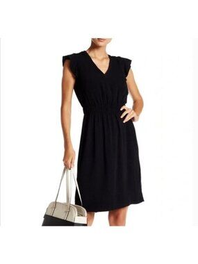 Kate Spade flutter cap sleeves Crepe dress in black, Size: 6 011